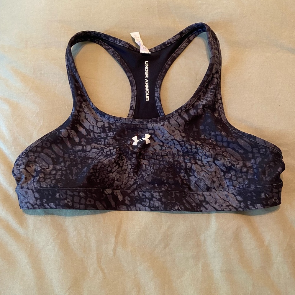 Under Armour Women's Black/Grey Patterned Sports Bra XL